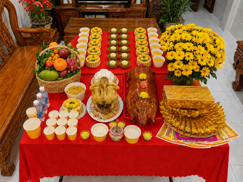 Bàn cúng thôi nôi nên bố trí như thế nào