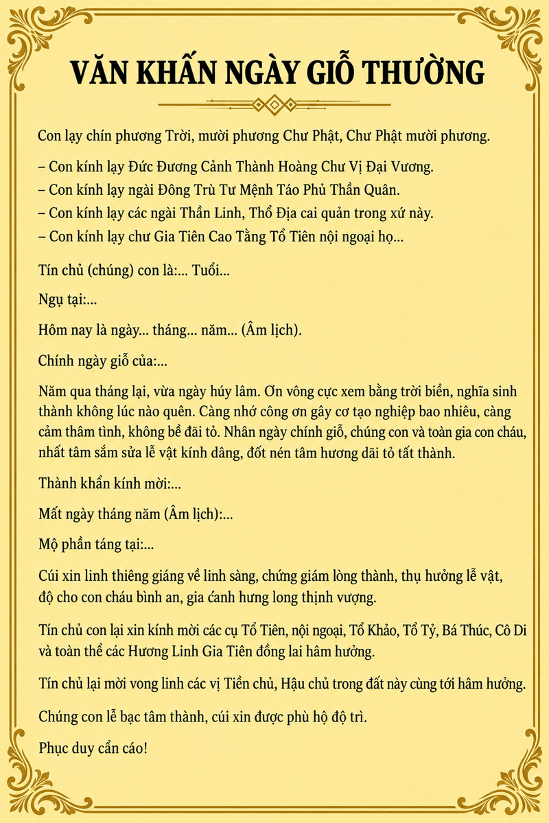 Bài cúng giỗ hàng năm đọc như thế nào?