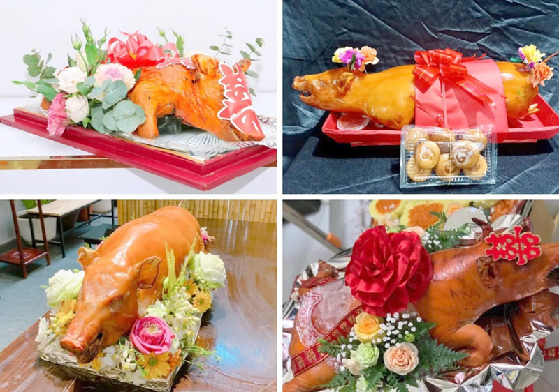 Cách trang trí heo quay đám hỏi tạo điểm nhấn cho mâm lễ vật