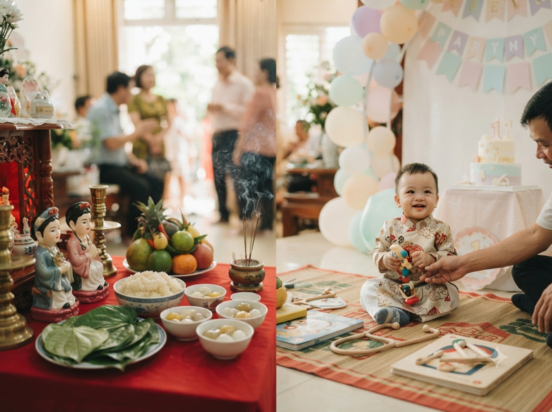 Chuẩn bị thôi nôi cho bé từ lễ cúng đến tiệc mừng