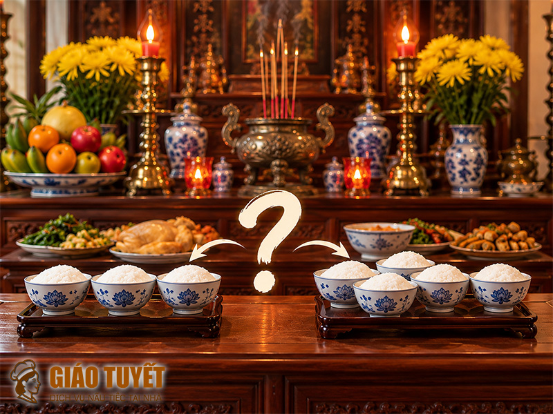 Cúng giỗ nên chuẩn bị mấy chén cơm?