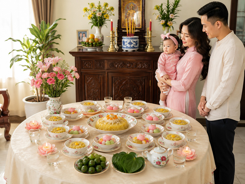 Cúng thôi nôi miền Bắc và miền Nam khác nhau thế nào