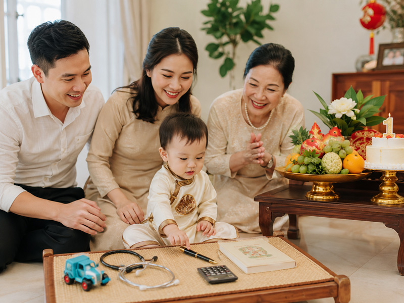 Phân biệt đầy tháng và thôi nôi của bé
