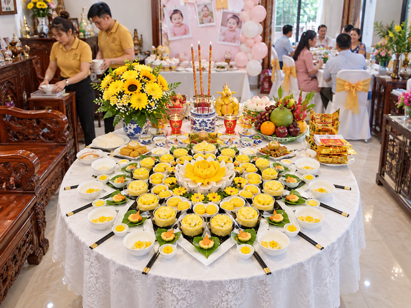 Dịch vụ tổ chức thôi nôi thường gồm những hạng mục nào