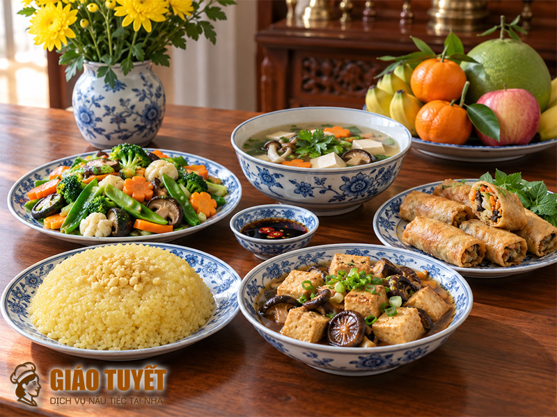 Mâm cỗ chay cúng tất niên cuối năm