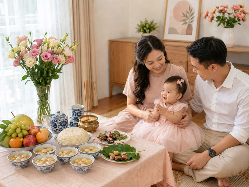 Mâm cúng thôi nôi bé gái gồm những lễ vật nào