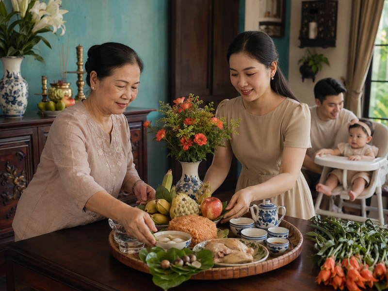 Mâm cúng thôi nôi bé gái gồm những lễ vật nào