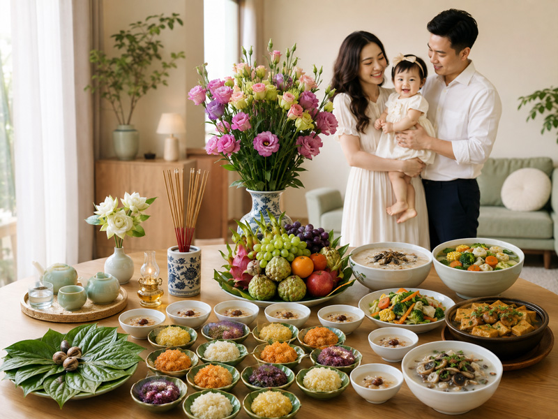Mâm cúng thôi nôi chay cần chuẩn bị những gì