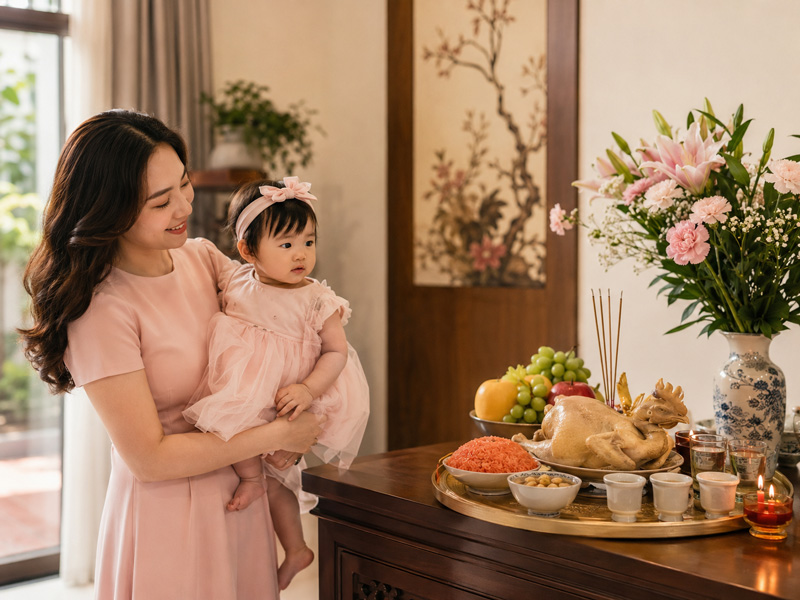 Mâm cúng thôi nôi đơn giản gồm những gì