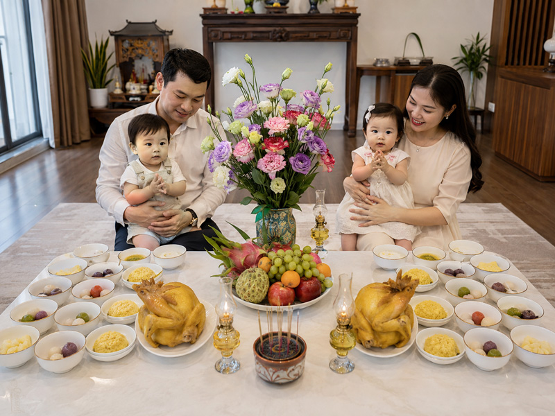 Mâm cúng thôi nôi sinh đôi nên chuẩn bị thế nào