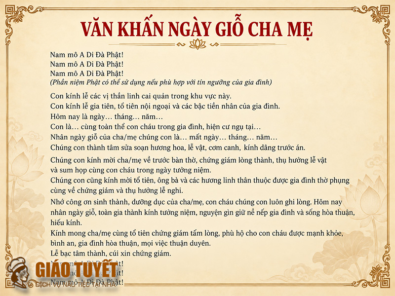 Bài cúng giỗ cha mẹ gồm những nội dung gì?