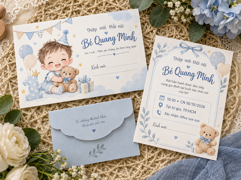 Thiệp mời thôi nôi cần có những thông tin gì