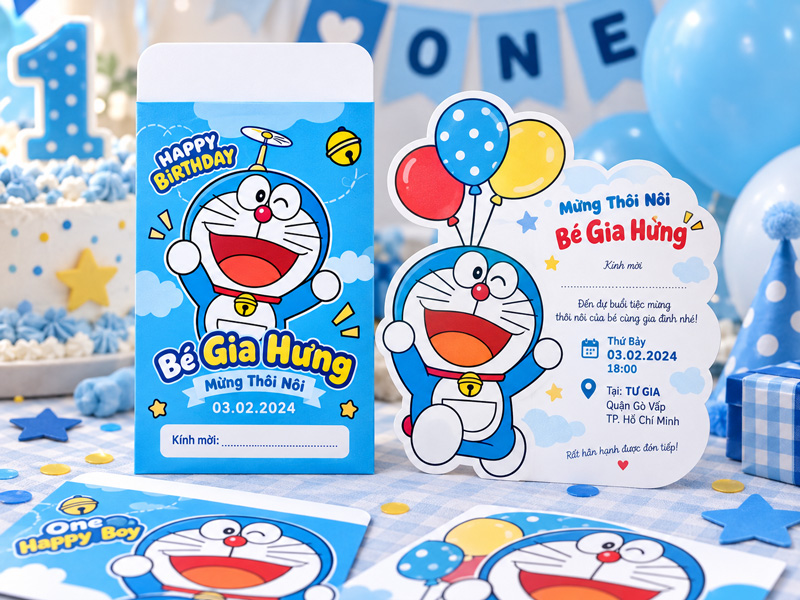 Thiệp thôi nôi bé trai nên thiết kế theo phong cách nào