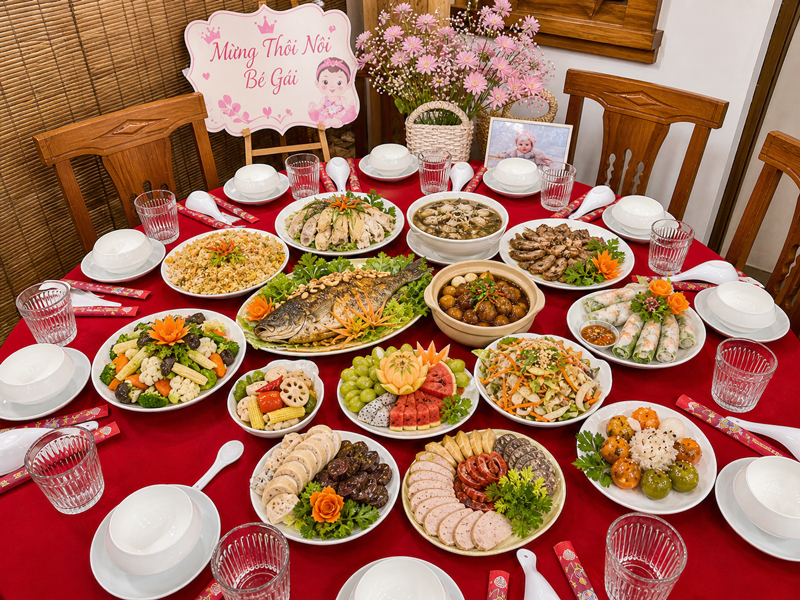 Cách lên thực đơn tiệc thôi nôi tại nhà