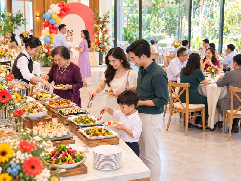Tiệc buffet thôi nôi có phù hợp và nên chọn món thế nào