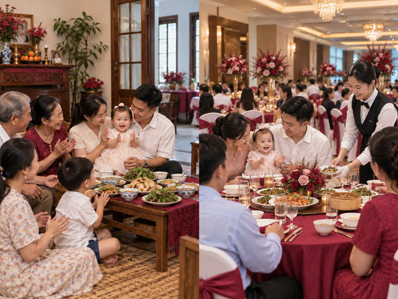 Tiệc thôi nôi tại nhà hay nhà hàng phù hợp hơn