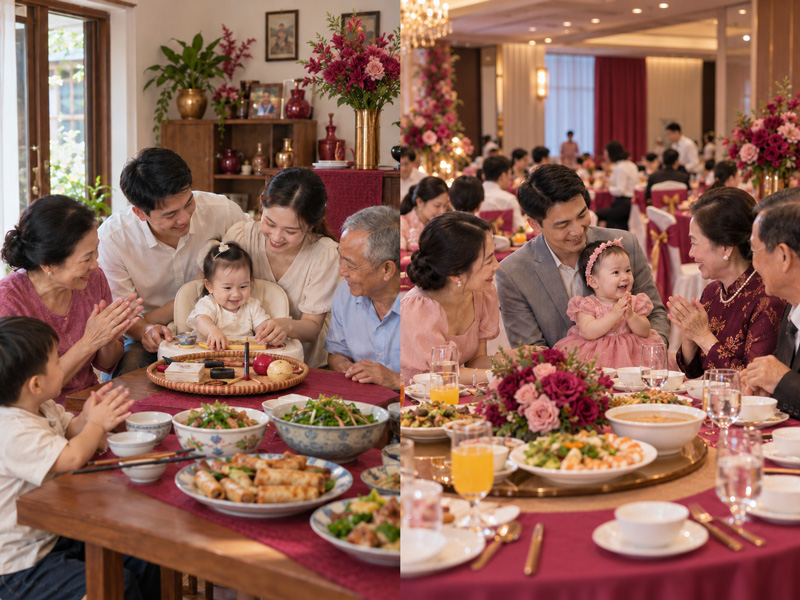 Tiệc thôi nôi tại nhà hay nhà hàng phù hợp hơn