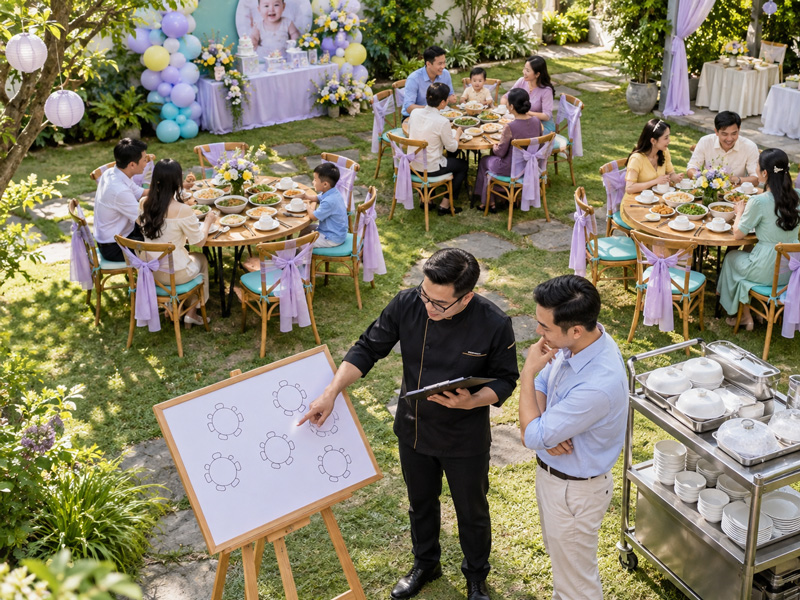 Cách tính món ăn tiệc thôi nôi theo số khách