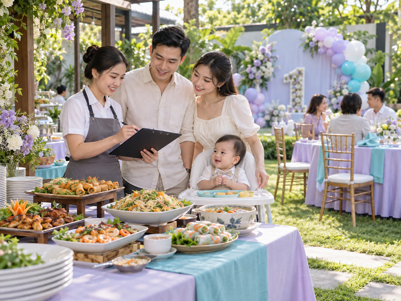 Cách tính món ăn tiệc thôi nôi theo số khách