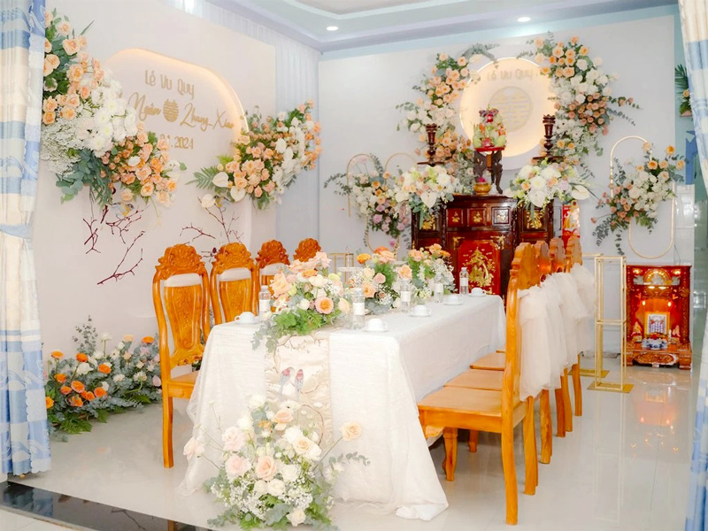 Hướng dẫn trang trí bàn tiệc đám hỏi tạo gắn kết giữa hai gia đình