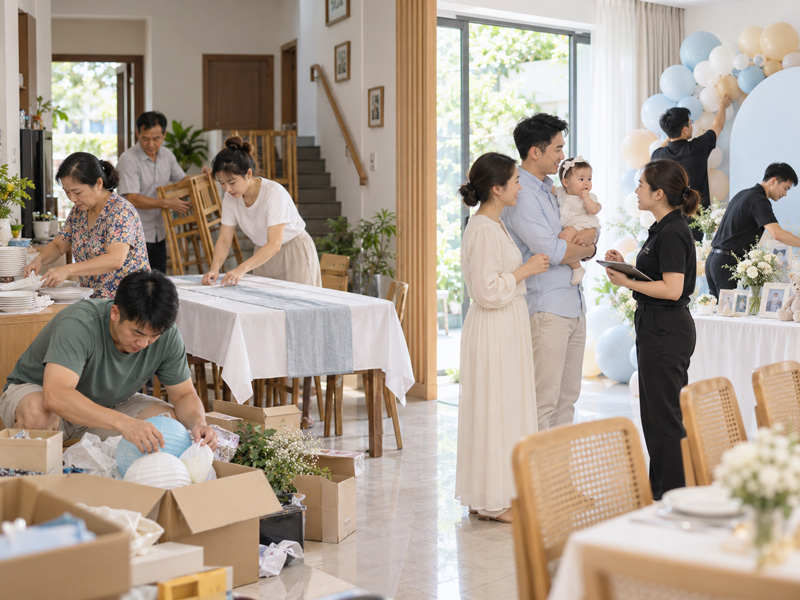 Tự tổ chức hay thuê dịch vụ thôi nôi trọn gói