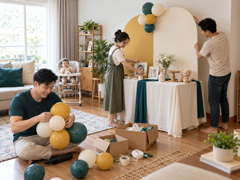 Tự trang trí hay thuê dịch vụ trang trí thôi nôi