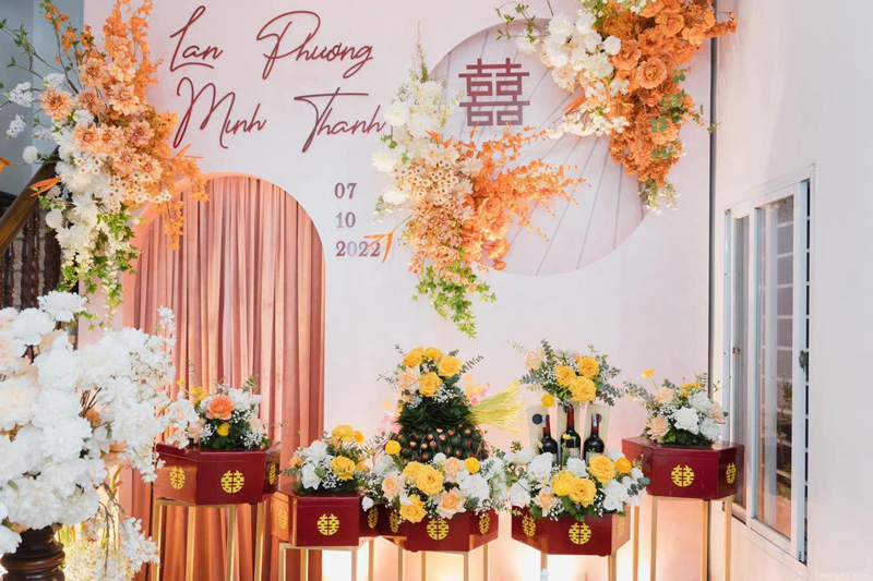 Dịch vụ trang trí đám hỏi nhà gái đẹp và trang trọng