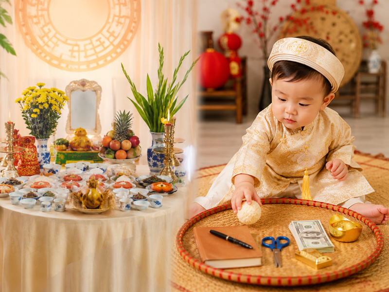Chuẩn bị thôi nôi cho bé từ lễ cúng đến tiệc mừng