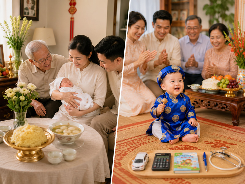Phân biệt đầy tháng và thôi nôi của bé