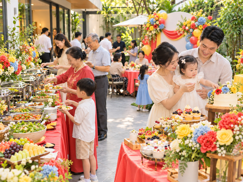 Tiệc buffet thôi nôi có phù hợp và nên chọn món thế nào